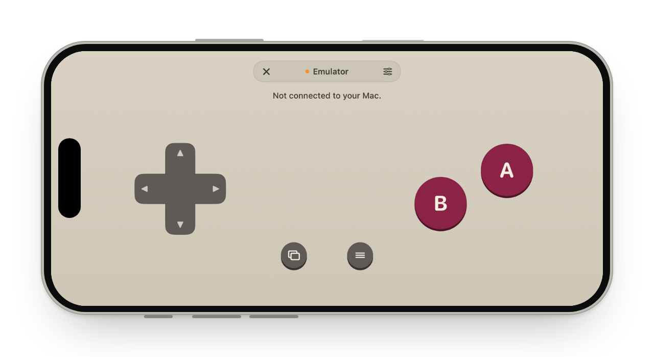 The Retro layout in Game, in the Retro skin: a large d-pad and two buttons, A and B