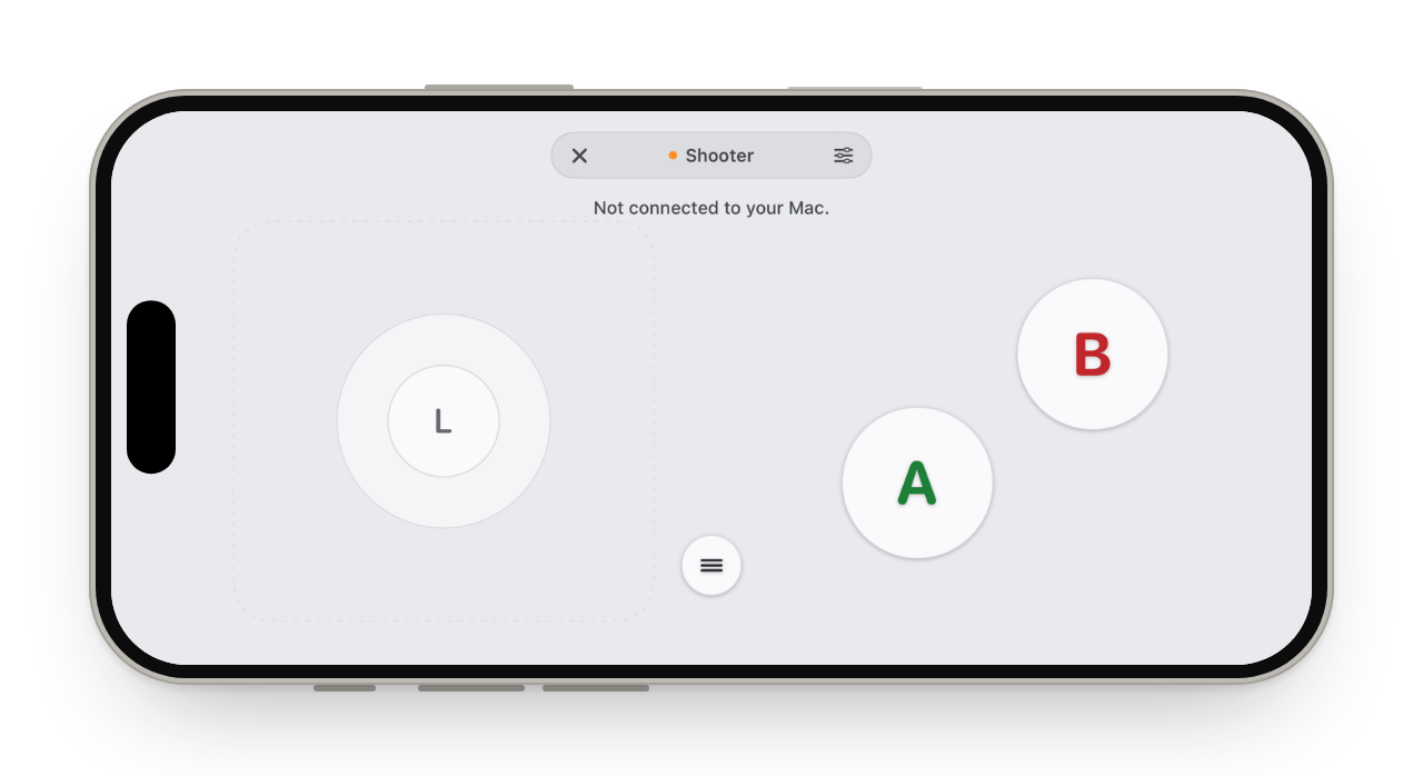The Simple layout in Game: one large stick and two large buttons, A and B