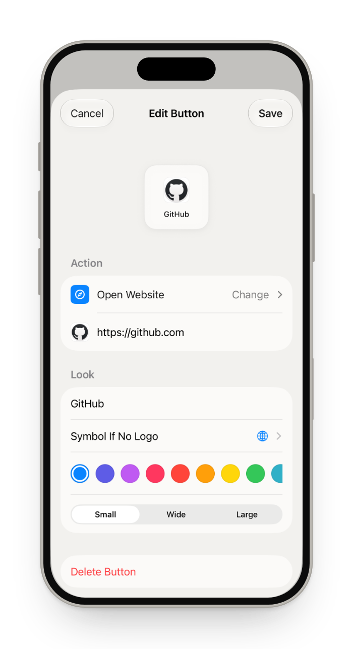 Edit Button for a GitHub website button, with name, symbol, color and size
